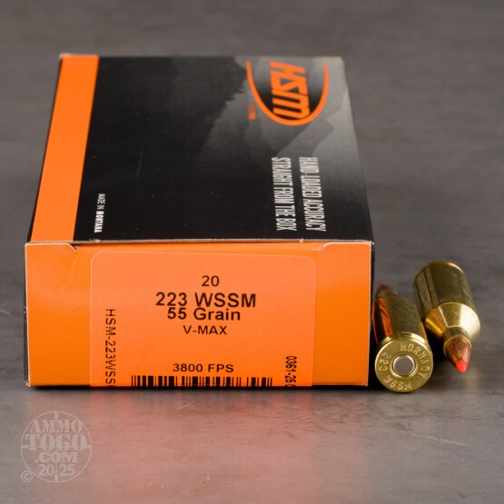 20rds – 223 WSSM HSM Varmint 55gr. V-MAX Ammo
