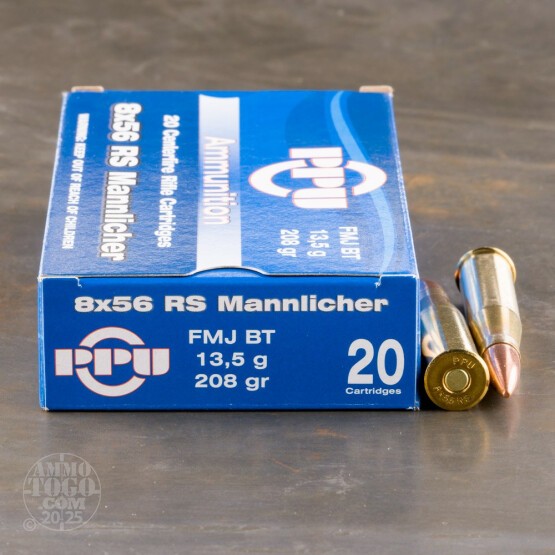 20rds - 8x56R Mannlicher Prvi Partizan 208gr. FMJ BT Ammo
