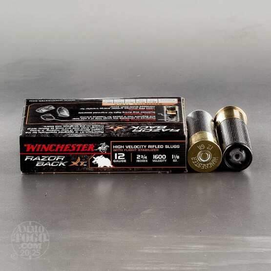 5rds – 12 Gauge Winchester Razorback XT 2-3/4" 1-1/8oz. HP Slug Ammo