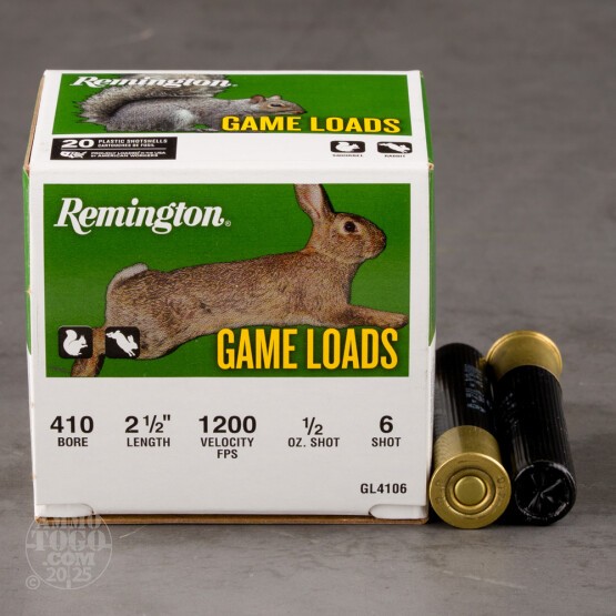 20rds - .410 Gauge Remington Game Load 2 1/2" 1/2oz. #6 Shot Ammo
