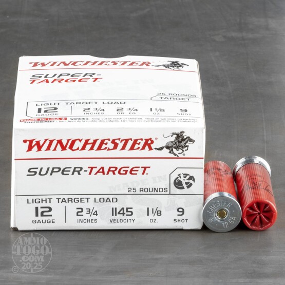 250rds – 12 Gauge Winchester Super Target 2-3/4" 1-1/8oz. #9 Shot Ammo
