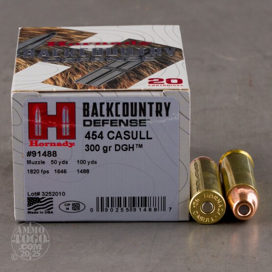 20rds – 454 Casull Hornady Backcountry Defense 300gr. DGH Ammo