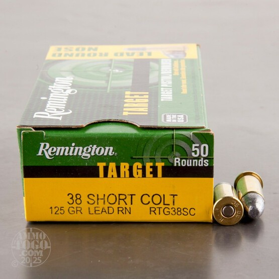 50rds - 38 Short Colt Remington Target 125gr. LRN Ammo