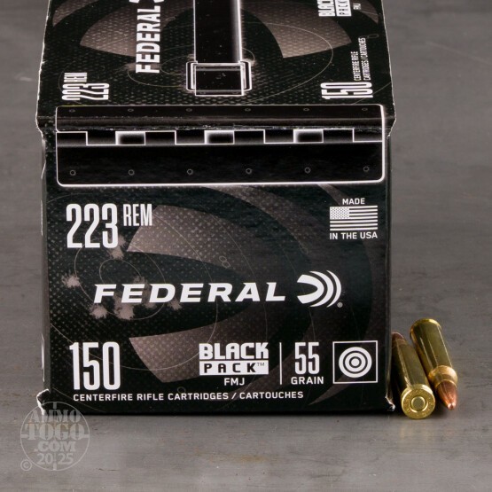 150rds – 223 Rem Federal Black Pack 55gr. FMJ Ammo
