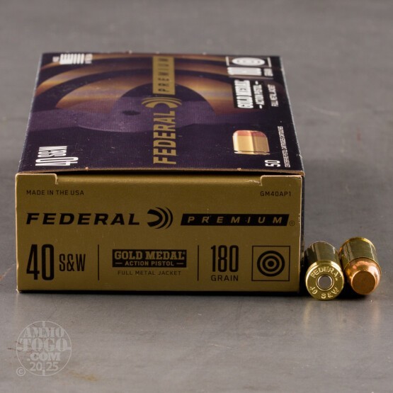 50rds – 40 S&W Federal Gold Medal Action Pistol 180gr. TMJ FN Ammo