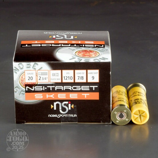 25rds - 20 Gauge NobelSport Skeet Gold 2 3/4" 7/8oz. #9 Shot Ammo