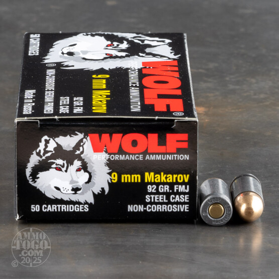1000rds – 9mm Makarov Wolf 92gr. FMJ Ammo