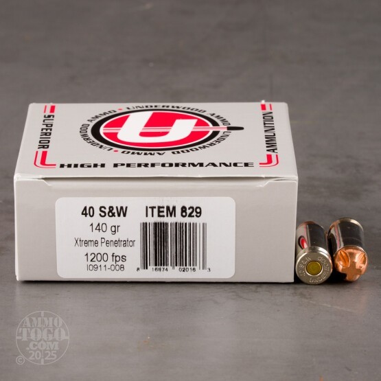 20rds – 40 S&W Underwood 140gr. Xtreme Penetrator Ammo