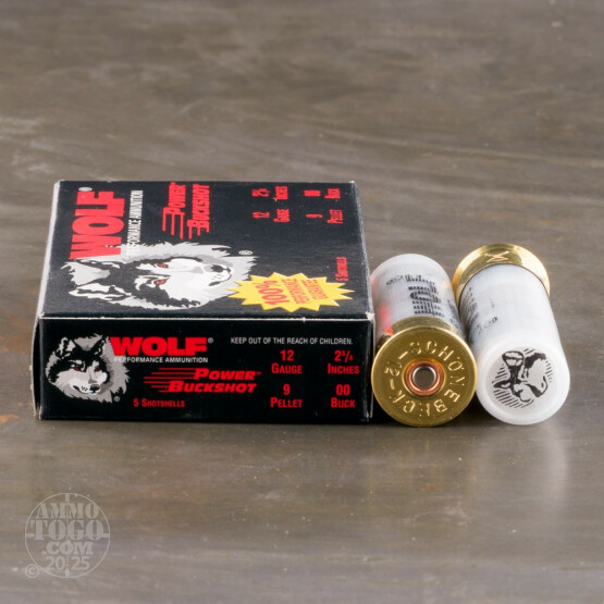 250rds - 12 Gauge Wolf 2-3/4" 9-Pellet 00 Buckshot Ammo