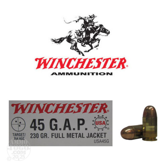 500rds - 45 GAP Winchester USA 230gr. FMJ Ammo