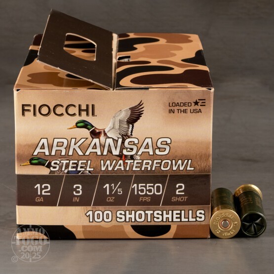 100rds – 12 Gauge Fiocchi Arkansas Steel 3" 1-1/5oz. #2 Steel Shot Ammo
