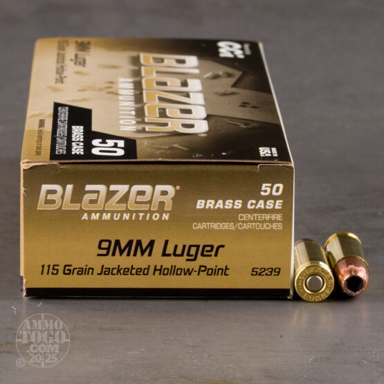 500rds – 9mm Blazer Brass 115gr. JHP Ammo