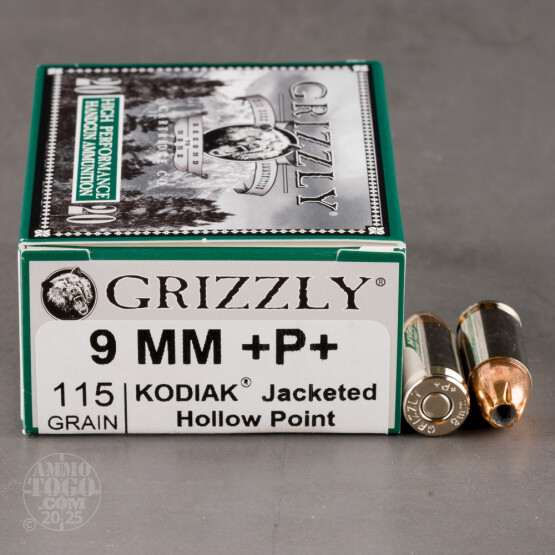 20rds – 9mm +P+ Grizzly 115gr. JHP Ammo
