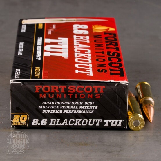20rds – 8.6 Blackout Fort Scott Munitions 235gr. TUI Ammo