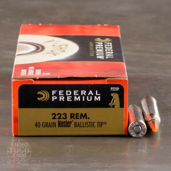 200rds - 223 Federal Premium V-Shok 40gr. Nosler Ballistic Tip Ammo