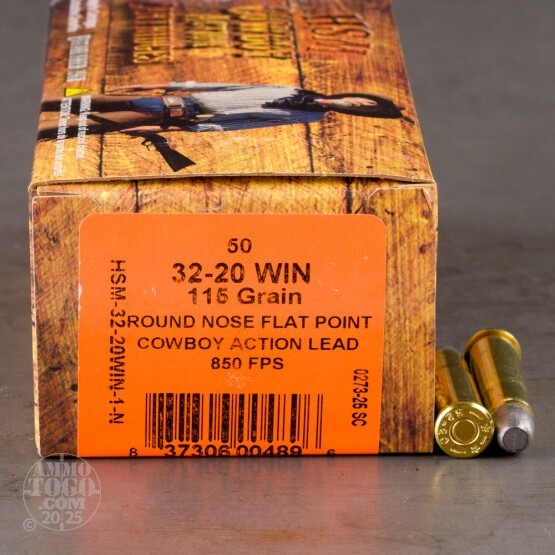 50rds – 32-20 Win HSM Cowboy Action 115gr. RNFP Ammo