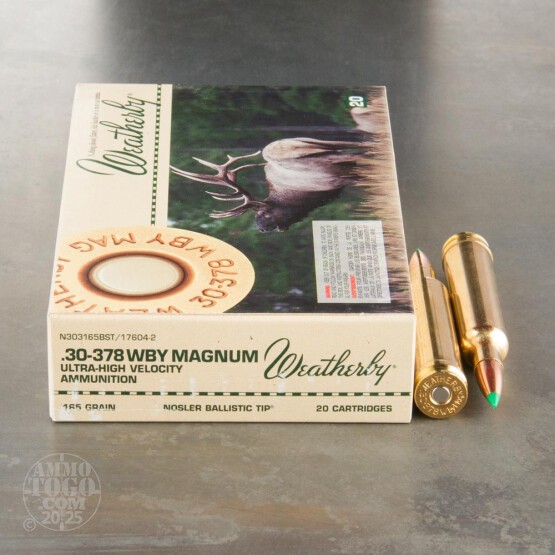 20rds - 30-378 Weatherby Mag. 165gr. Nosler Ballistic Tip Ammo