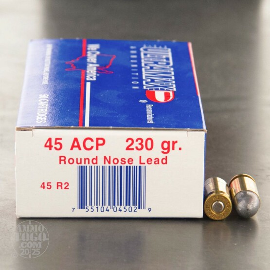 250rds - 45 ACP Ultramax 230gr. LRN Remanufactured Ammo