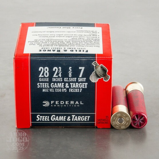 25rds - 28 Gauge Federal Steel Game and Target  2 3/4"  5/8oz. #7