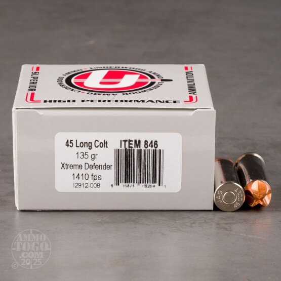 20rds – 45 Long Colt Underwood 135gr. Xtreme Defender Ammo