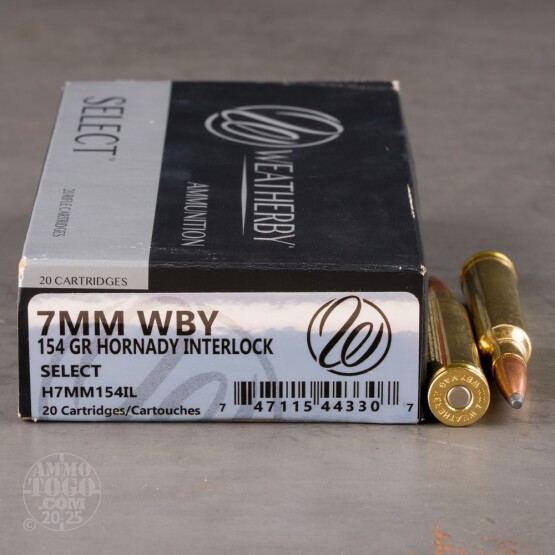 20rds – 7mm Weatherby Magnum Weatherby Select 154gr. InterLock SP Ammo