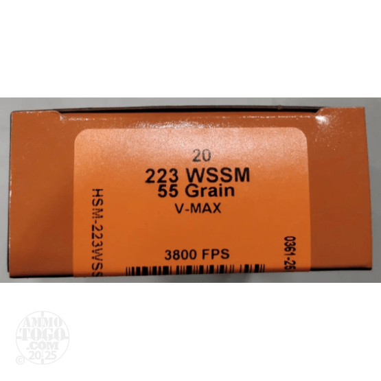 20rds – 223 WSSM HSM Varmint 55gr. V-MAX Ammo