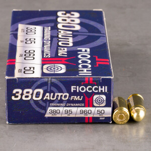 1000rds - 380 Auto Fiocchi 95gr. FMJ Ammo