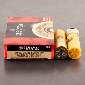 5rds - 20 Gauge Federal Premium Vital-Shok 2 3/4" #3 Buckshot Ammo 5rds - 20 Gauge Federal Premium Vital-Shok 2 3/4" #3 Buckshot Ammo