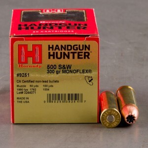 20rds – 500 S&W Magnum Hornady Handgun Hunter 300gr. MonoFlex Ammo