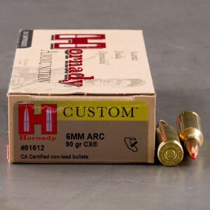 20rds – 6mm ARC Hornady Custom 90gr. CX Ammo