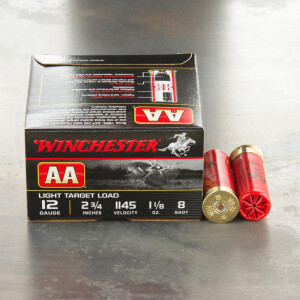 250rds - 12 Gauge Winchester AA Light Target 1 1/8 Ounce 2 3/4" #8 Shot Ammo 250rds - 12 Gauge Winchester AA Light Target 1 1/8 Ounce 2 3/4" #8 Shot Ammo
