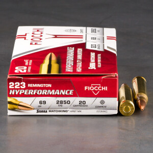 20rds – 223 Rem Fiocchi Hyperformance 69gr. HPBT MatchKing Ammo