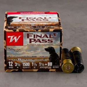 25rds – 12 Gauge Winchester Final Pass 3" 1-1/4oz. BB & #1.5 Steel Shot Ammo
