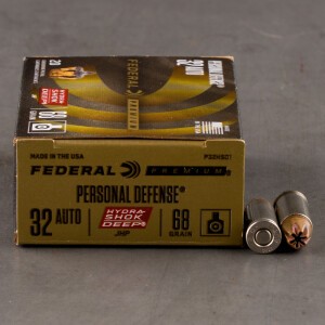 20rds – 32 ACP Federal Hydra-Shok Deep 68gr. JHP Ammo