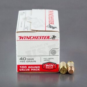 500rds - 40 S&W Winchester USA Value Pack 165gr. FMJ Ammo