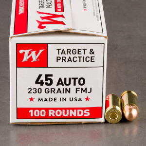500rds - 45 ACP Winchester USA Value Pack 230gr. FMJ Ammo