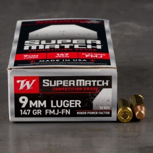 500rds – 9mm Winchester Super Match Minor Power Factor 147gr. FMJ FN Ammo