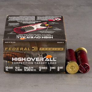 25rds – 12 Gauge Federal High Over All 2-3/4" 1oz. #8 Shot Ammo