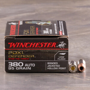 20rds – 380 Auto Winchester Defender 95gr. PDX1 Bonded JHP Ammo