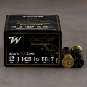 25rds – 12 Gauge Winchester Last Call Double Shot 3" 1-1/4oz. BB Steel Shot & #7 TSS Ammo
