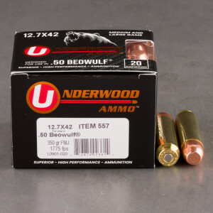 20rds – 50 Beowulf Underwood 350gr. FMJ Ammo