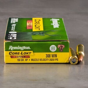 20rds – 308 Win Remington Core-Lokt Copper 150gr. SCHP Ammo