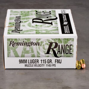 250rds – 9mm Remington Range 115gr. FMJ Ammo