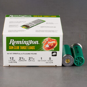 25rds - 12 Gauge Remington Gun Club 2 3/4"  1oz. #8 Shot