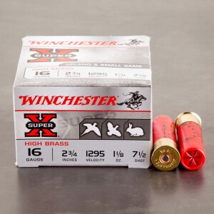 25rds - 16 Gauge Winchester Super-X 2 3/4" 3 1/4 Dram 1 1/8oz. #7 1/2 Shot Ammo