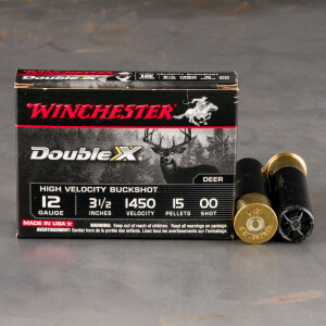 5rds - 12 Ga. Winchester Supreme 3 1/2" HV 15 Pellet 00 Buckshot Ammo