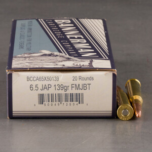 20rds – 6.5 Japanese Bannerman 139gr. FMJBT Ammo