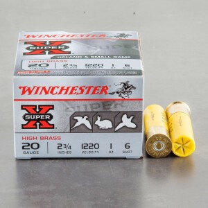 25rds - 20 Gauge Winchester Super-X High Brass Game Load 2 3/4" 1 oz. #6 Shot