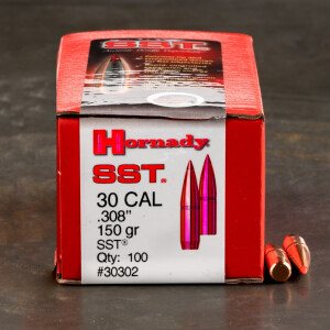 100pcs - 30 Cal .308 Dia Hornady SST 150gr. Polymer Tip Bullets 100pcs - 30 Cal .308 Dia Hornady SST 150gr. Polymer Tip Bullets