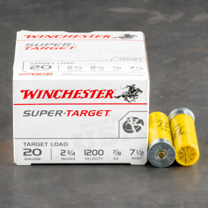 250rds – 20 Gauge Winchester Super Target 2-3/4" 7/8oz. #7.5 Shot Ammo 250rds – 20 Gauge Winchester Super Target 2-3/4" 7/8oz. #7.5 Shot Ammo